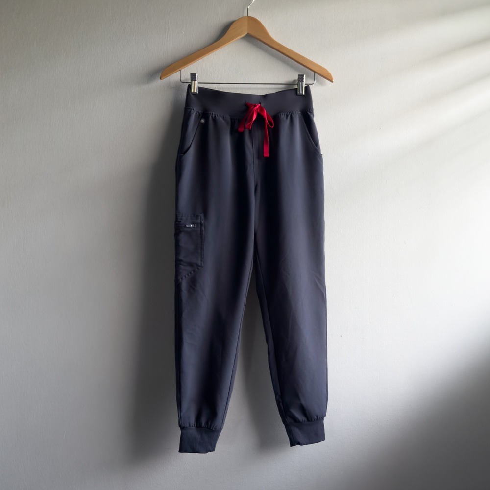 FIGS Zamora High-Rise Scrub Joggers Women XS Petite Red Drawstring Medical